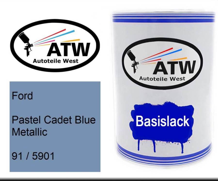 Ford, Pastel Cadet Blue Metallic, 91 / 5901: 500ml Lackdose, von ATW Autoteile West.